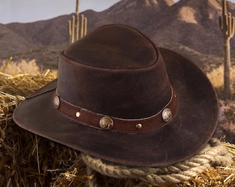 Chapéu de cowboy unissex de camurça genuína de bezerro, chapéu clássico de couro do oeste, chapéu de couro para montaria, chapéu de camurça estilo vintage para homens e mulheres.