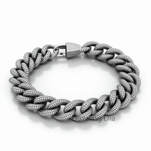 Moissanite Cuban Link Bracelet: 925 Sterling Silver Hip Hop Jewelry