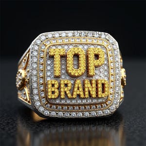 Men&#39;s Moissanite Diamond  Square Signet Ring - 14K Gold Accent 925 Silver Moissanite Hip Hop Statement Ring Letter Men&#39;s Ring Gifts For Him