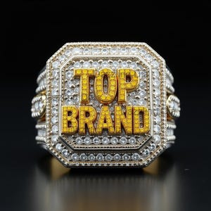 Men&#39;s 14K Gold Plated 925 Sterling Silver Moissanite Square Signet Ring - Diamond Silver Statement Pinky Ring Dazzling Moissanite Ring