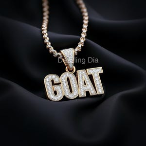GOAT Moissanite Pendant | Hip Hop Jewelry | Moissanite Custom Nameplate Necklace | Statement Jewlery | Greatest of All Time | Gift for Him