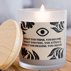 Manifestationskerze, Affirmation, Motivation, Positivität, Milchglaskerze, Augendesign, Gesetz der Anziehung, Unisex, luxuriöses Dekor
