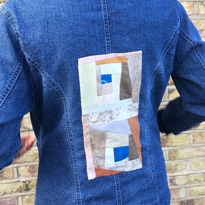 Blue Jacket Patchwork Upcycled Blue Denim Jacket With Designer Handmade Patchwork Back and ...