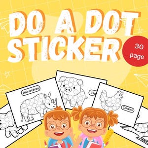 Dot a sticker animals, Dot a sticker activity, Fine motor activity, Toddler craft, Printable, Homeschool, Preschool, ADHD, Autism, Eye-hand