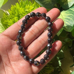 AAA Quality Faceted Hematite Bracelet: Grounding Gemstone Jewelry, Men's Stretch Bracelet , Adjustable 8mm