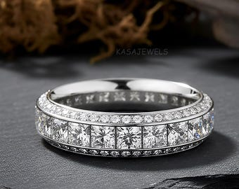 Radiant Princess-Cut Diamond Eternity Band in White Gold