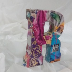 Collaged, Wooden Letter R, Monogrammed, Personalized Gift image 1