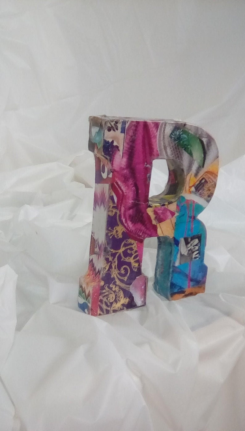 Collaged, Wooden Letter R, Monogrammed, Personalized Gift image 1