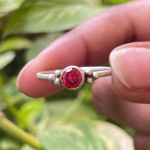 Handmade Garnet Ring: Sterling Silver Boho Jewelry