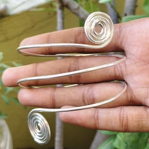Handmade Silver Spiral Cuff Bracelet, Unique Swirl Design, Modern Silver Spiral Bangle,  Minimalist Cuff Bracelet, Spiral Wire Silver Bangle