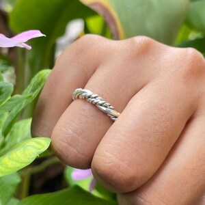 Sterling Silver Twisted Rope Ring: Minimalist Boho Stacking Jewelry