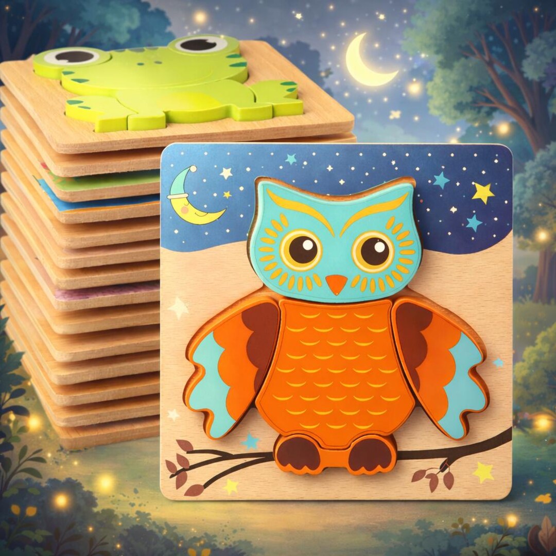 Montessori Wooden Animal Puzzle | 3D Jigsaw Toy for Toddlers - Etsy