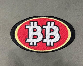 Parche bordado de Bitcoin: aplique termoadhesivo de comerciante