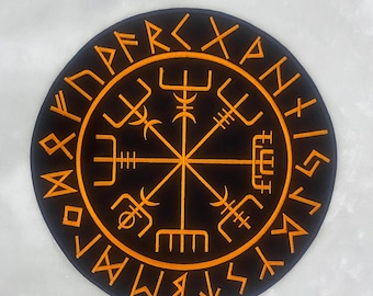 Parche trasero de brújula vikinga: aplique termoadhesivo para chaleco de motociclista de 8 colores (12 x 12 pulgadas)