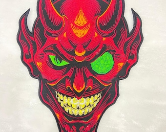 Geborduurde patch duivelsgezicht: patch Illuminati-appliqué
