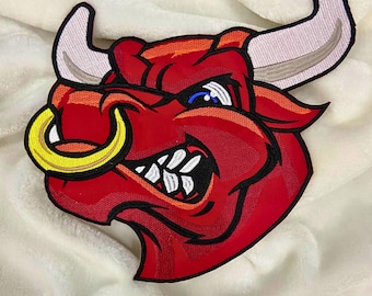 Parche de cabeza de Red Bull: insignia bordada termoadhesiva para chaquetas