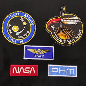 Project Hail Mary Embroidered Patches | Ryland Grace, NASA, Earth Cosplay (Iron-on)