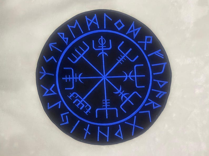 Viking Compass Back Patch: 8 Colored Iron-on Biker Vest Applique (12x12 ...