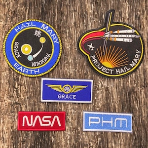 Project Hail Mary Embroidered Patches | Ryland Grace, NASA, Earth Cosplay (Iron-on)