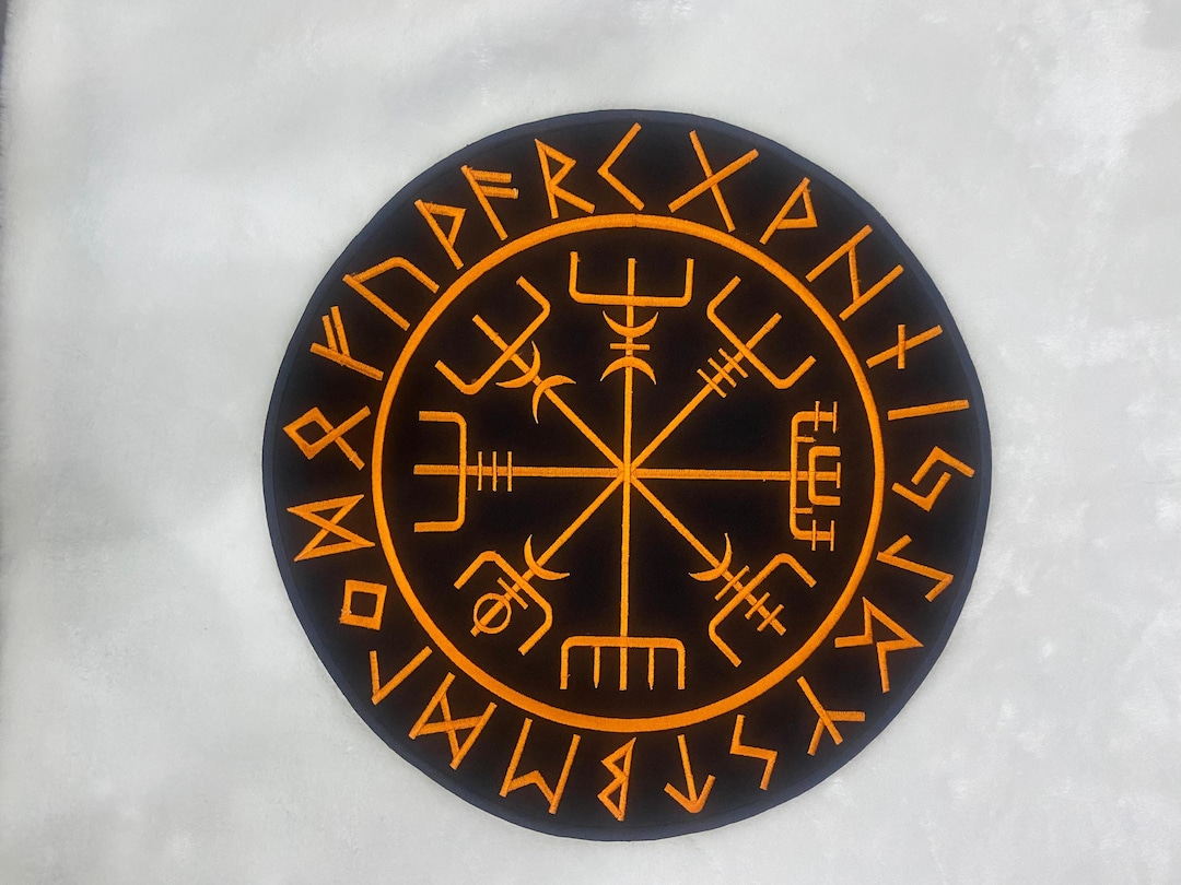 Viking Compass Back Patch: 8 Colored Iron-on Biker Vest Applique (12x12 ...
