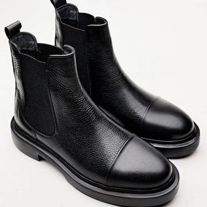 Handmade Genuine Leather men&#39;s Black Chelsea Boots - Men Casual Chelsea Boots - Chelsea Boots For Men.