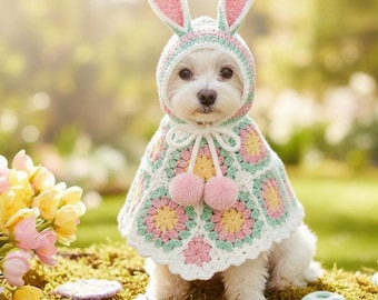 Dog Poncho Crochet Pattern PDF | Easter Bunny Hoodie | Gift for pet (PDF Download)