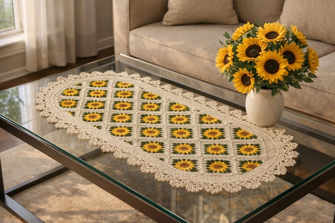 Spring Table Runner Crochet Pattern | Easter Decor | Sunflower ...