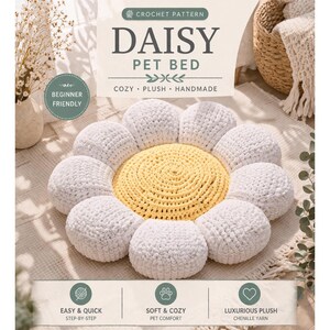 Crochet Flower Pet Bed Pattern | Cozy Plush Dog Cat Bed (Digital Download) image 5