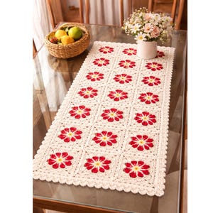 Floral Crochet Table Runner Pattern | Spring Easter Decor, Step-by-Step Guide (PDF Download)