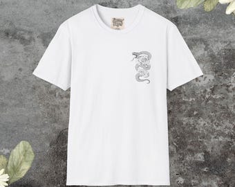 Snake and Rose Graphic T-Shirt, Traditional Tattoo Art