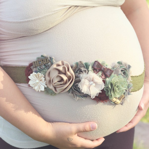 Beautiful Military Camo MATERNITY SASH, Perfect for Maternity photography. Ready to Ship