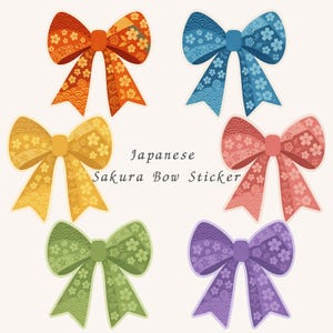 Sticker noeud japonais Sakura (ruban de fleurs de cerisier dans des motifs kimono doux - parfait pour un journal, du scrapbooking et des cadeaux)