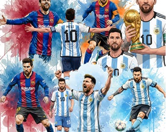 Lionel Messi PNG Clipart Bundle | Argentina Soccer Digital Download | Sublimation Design for T-Shirt Tumbler Wrap Cake Topper | 300 DPI