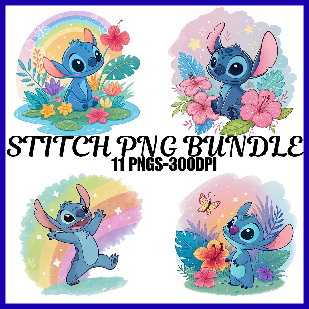 Stitch Inspired Alien Clipart Bundle PNG | Cute Blue Alien PNG ...