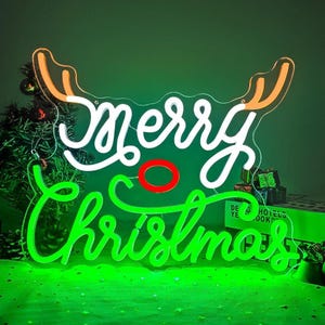 Merry Christmas Neon for Holiday Decor – Christmas Wall Sign for Cozy Home Decor - Christmas LED Sign