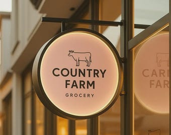 Light Box Sign - Outdoor Business Sign - Illuminated Round Logo Sign -  LED Blade Sign for Storefront