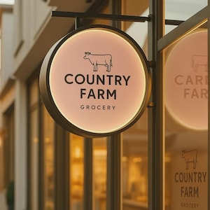 Custom Double Sided Light Box Sign - Outdoor Business Sign - Illuminated Round Logo Sign -  LED Blade Sign for Storefront