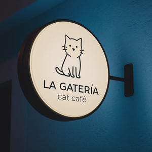 Light Box Sign - Outdoor Business Sign - Illuminated Round Logo Sign -  LED Blade Sign for Storefront