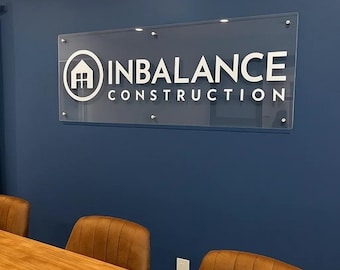 Rectangular Sign, Acrylic Logo Sign, Custom Business Signage, Company Commercial Signage