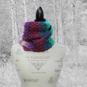 Kaleidoscope Ranch Wrap and Tuck Cowl Scarf. Handmade Wool Scarf.