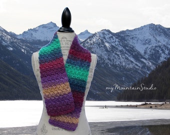 Kaleidoscope Ranch Wrap and Tuck Cowl Scarf. Handmade Wool Scarf.