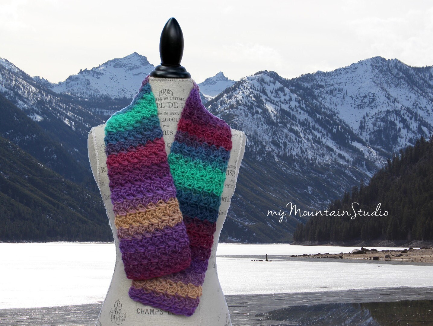 Kaleidoscope Ranch Wrap and Tuck Cowl Scarf. Handmade Wool Etsy