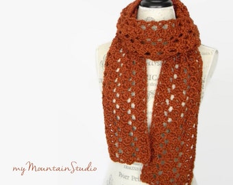 Beautiful Handmade Women's Scarf in Rustic Orange - Yosemite Heartland