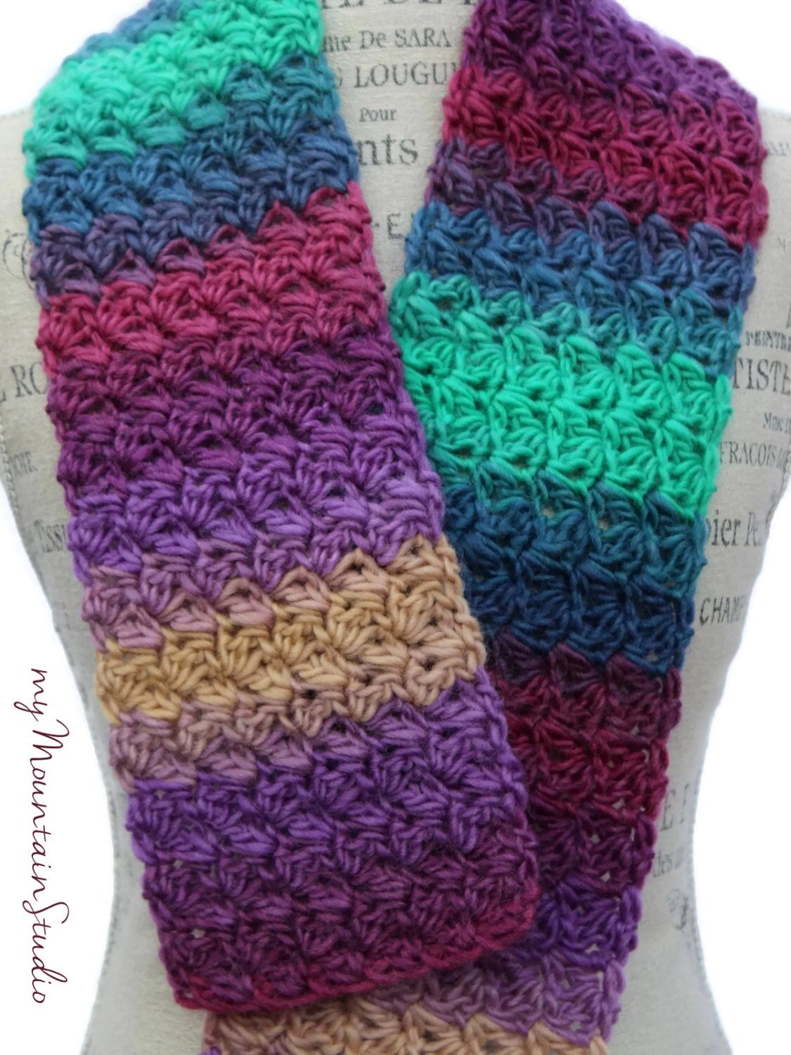 Kaleidoscope Ranch Wrap and Tuck Cowl Scarf. Handmade Wool Etsy