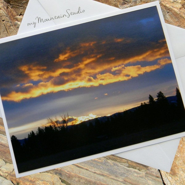 Sunrise Reflections Photo Note Card. Scenic Nature Photography Montana.