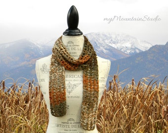 Beautiful Handmade Fashion Scarf in Earthtone Colors. Fall. Autumn. Made in Montana. Ready to Ship.