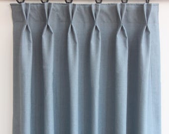 Extra Wide Double Pinch Pleated Faux Linen Curtains, 28 Colors, Custom Size Drapery panels for living room, for bedroom, for rod and track