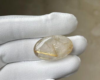 Golden Rutile Gemstone - Natural Oval Cabochon, 37.50 ct
