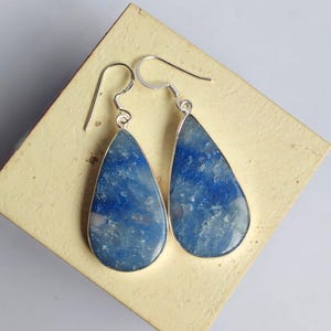 Natural Sodalite silver earrings Pear shape dangle earrings, handmade earrings for women, Sodalite gemstone jewelry, Gift for Her