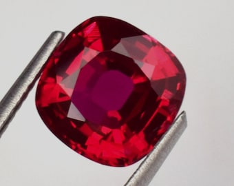 Natural Certified Pigeon Blood Mozambique Red Ruby Cushion Cut 4.95 Ct Loose Gem Stone [TREATED RUBY]